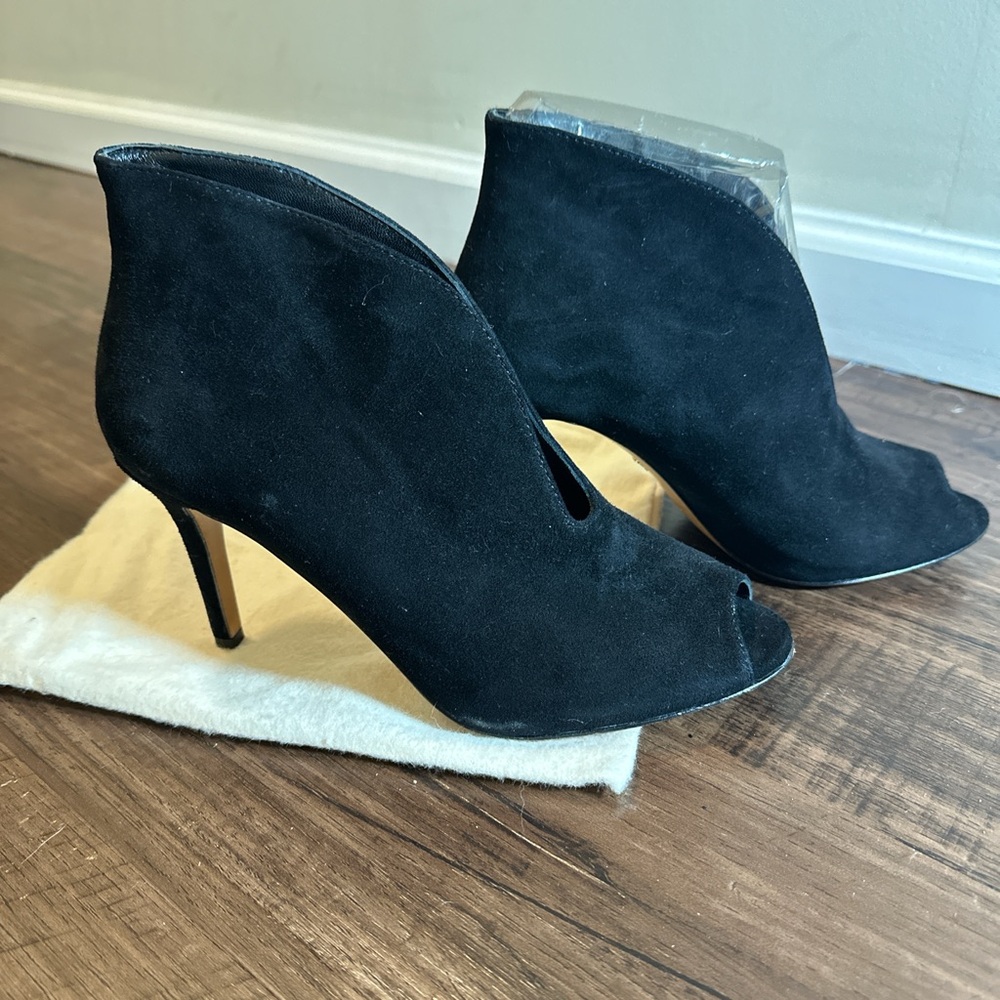 Suede Peep toe ankle boots